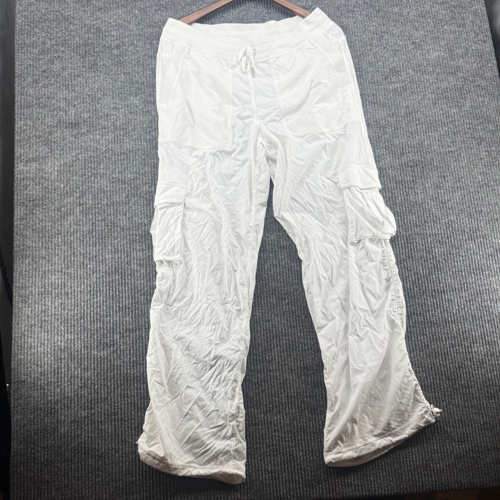 Lululemon Cargo Pants Womens Large White Good Drawstring Bungee Hem LW5GILS